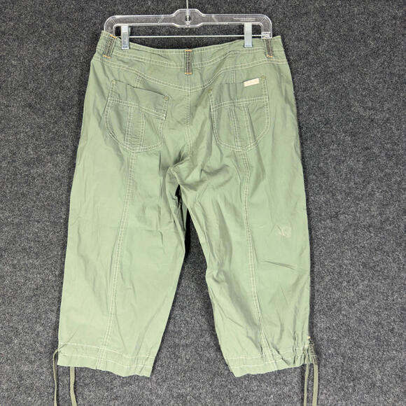 Unionbay Cropped Pants Women 11 Green Mid Rise Flat Front Cotton Pockets Casual - Picture 2 of 8